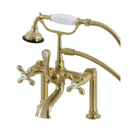 KINGSTON BRASS AE109T7 Deck Mount Clawfoot Tub Faucet, Brushed Brass AE109T7